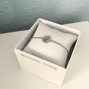 NWT authentic MK rhodium plated slider bracelet